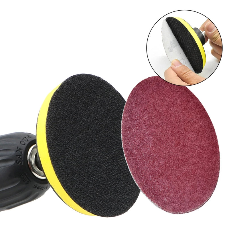 Suporte De Lixa De Velcro 125mm + 10 Disco De Lixa + Adaptador Para Uso Em Parafusadeira E Furadeira