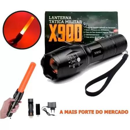 MEGA LANTERNA TATICA PROFISSIONAL RECARREGAVEL MILITAR LED POTENTE COR DA LUZ BRANCA  X900